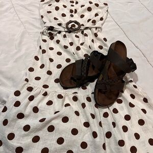MONTEAU Women's Small  Brown & Beige Polka Dot Sleeveless